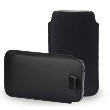 Кожаный мешок из гладкой матовой кожи с язычком для смартфонов Черный