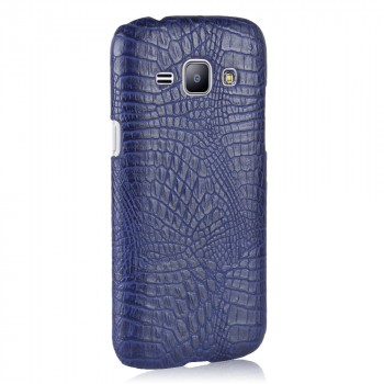 Чехол задняя накладка для Samsung Galaxy J1 (2016) с текстурой кожи Синий