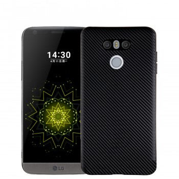 Силиконовый матовый непрозрачный чехол с текстурным покрытием Карбон для LG G6 Черный