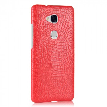 Чехол задняя накладка для Huawei Honor 5X с текстурой кожи Красный