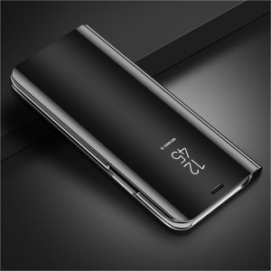 Пластиковый непрозрачный матовый чехол с полупрозрачной крышкой с зеркальным покрытием для Iphone 6/6s Черный