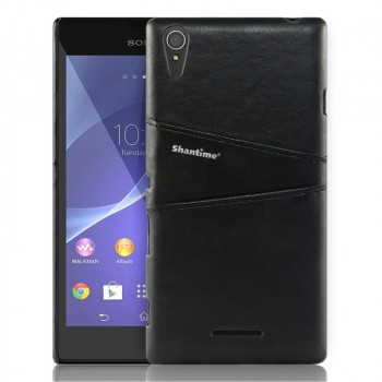 Чехол задняя накладка для Sony Xperia T3 с текстурой кожи Черный