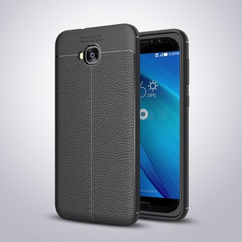 Чехол задняя накладка для ASUS ZenFone 4 Selfie с текстурой кожи Черный
