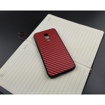Силиконовый матовый непрозрачный чехол с текстурным покрытием Карбон для Meizu 16th Красный