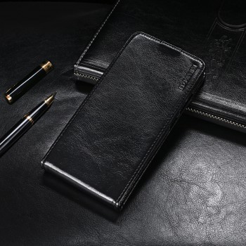 Глянцевый водоотталкивающий чехол вертикальная книжка на силиконовой основе на магнитной защелке для Sony Xperia XZ Premium Черный