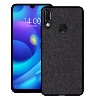 Силиконовый матовый непрозрачный чехол с текстурным покрытием Ткань для Huawei Y7 (2019)  Черный