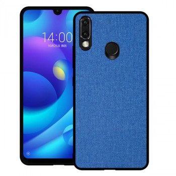 Силиконовый матовый непрозрачный чехол с текстурным покрытием Ткань для Huawei Y7 (2019)  Синий