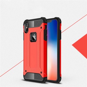Двухкомпонентный силиконовый матовый непрозрачный чехол с поликарбонатными бампером и крышкой для Iphone Xs Max Красный
