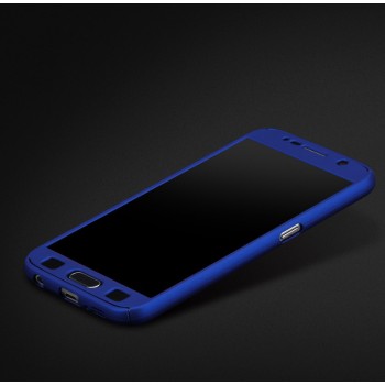 Двухкомпонентный сборный пластиковый матовый чехол для Samsung Galaxy S7 Edge Синий