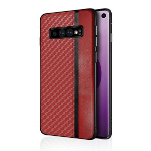 Силиконовый непрозрачный матовый чехол с текстурным покрытием Кожа для Samsung Galaxy S10 Plus Красный