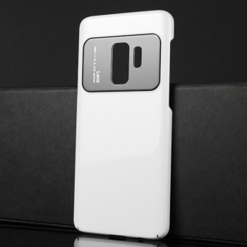 Глянцевый пластиковый непрозрачный чехол со стеклянной накладкой для Samsung Galaxy S9 Белый