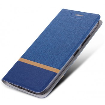 Чехол горизонтальная книжка подставка на силиконовой основе с тканевым покрытием для Huawei P30 Pro  Синий