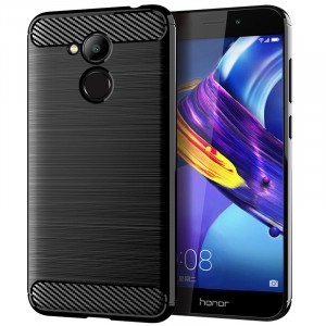 Силиконовый матовый непрозрачный дизайнерский фигурный чехол текстура Металлик для Huawei Honor 6C Pro Черный