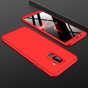 Двухкомпонентный сборный пластиковый матовый чехол для Samsung Galaxy J8 Красный