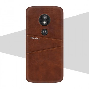 Чехол накладка текстурная отделка Кожа с отсеком для карт для Motorola Moto E5  Коричневый