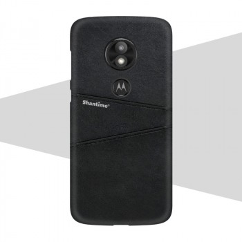 Чехол накладка текстурная отделка Кожа с отсеком для карт для Motorola Moto E5  Черный