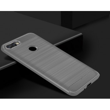 Силиконовый матовый непрозрачный чехол с текстурным покрытием Металлик для Iphone 7 Plus Серый