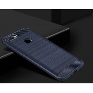 Силиконовый матовый непрозрачный чехол с текстурным покрытием Металлик для Iphone 7 Plus Синий