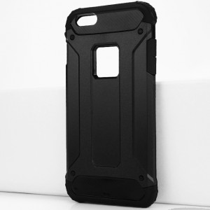 Двухкомпонентный силиконовый матовый непрозрачный чехол с поликарбонатными бампером и крышкой для Iphone 6 Plus/6s Plus Черный