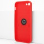 Силиконовый матовый непрозрачный чехол с встроенным кольцом-подставкой для Iphone 5/5s/SE, цвет Красный