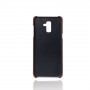 Чехол накладка текстурная отделка Кожа с отсеком для карт для Samsung Galaxy A6 Plus, цвет Черный