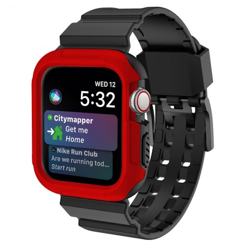 Противоударный чехол силикон/поликарбонат с ремешком для Apple Watch Series 4/5 40мм, цвет Красный