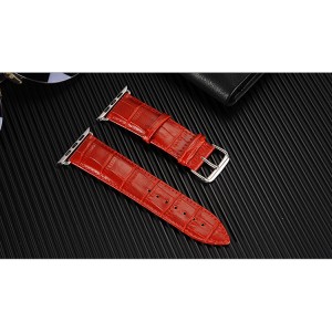 Кожаный ремешок текстура Крокодил для Apple Watch Series 4/5 44мм/Series 1/2/3 42мм Красный