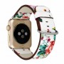 Белый кожаный ремешок с принтом Цветы для Apple Watch Series 4/5 40мм/Series 1/2/3 38мм