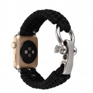 Нейлоновый ремешок ручного сплетения с застежкой из нержавеющей стали для Apple Watch Series 4/5 44мм/Series 1/2/3 42мм Черный