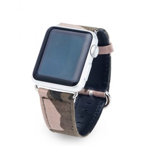 Кожаный ремешок с тканевым покрытием Камуфляж для Apple Watch Series 4/5 44мм/Series 1/2/3 42мм