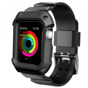 Противоударный силиконовый чехол/ремешок для Apple Watch 42мм Черный
