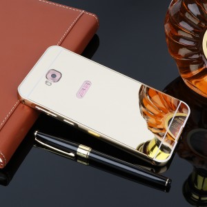 Двухкомпонентный чехол c металлическим бампером с поликарбонатной накладкой и зеркальным покрытием для ASUS ZenFone 4 Selfie Бежевый