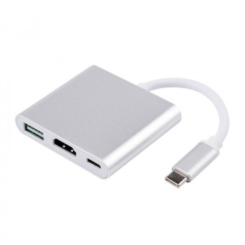 Хаб-переходник USB Type-C - USB 3.0/HDMI/USB Type-C в матовом металлическом корпусе Белый