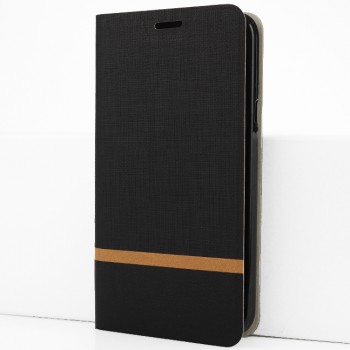 Чехол горизонтальная книжка подставка на силиконовой основе с отсеком для карт и тканевым покрытием для ASUS ZenFone Max Plus M1 Черный