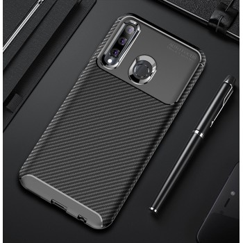 Матовый силиконовый чехол для Huawei Honor 20e/10i с текстурным покрытием карбон Черный