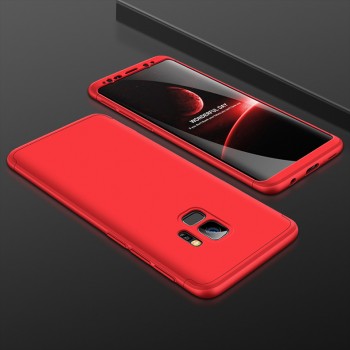 Двухкомпонентный сборный пластиковый матовый чехол для Samsung Galaxy A8 (2018) Красный
