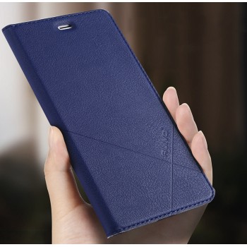 Чехол горизонтальная книжка подставка текстура Линии на пластиковой основе с отсеком для карт для OnePlus 5 Синий
