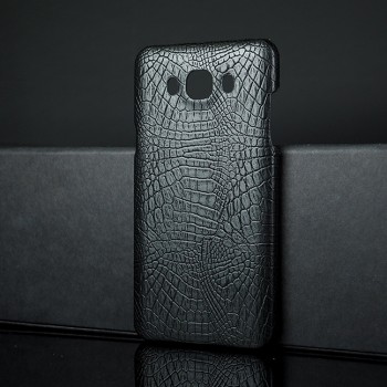 Чехол задняя накладка для Samsung Galaxy J7 (2016) с текстурой кожи Черный