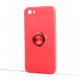 Силиконовый матовый непрозрачный чехол с встроенным кольцом-подставкой для Vivo Y81, цвет Красный
