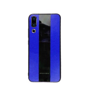 Силиконовый матовый непрозрачный чехол с текстурным покрытием Кожа c поликарбонатной вставкой для Meizu 16s  Синий