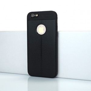 Силиконовый чехол накладка для Iphone 6/6s с текстурой кожи Черный