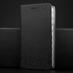 Чехол горизонтальная книжка подставка текстура Дерево на пластиковой основе с отсеком для карт для Blackberry Priv Черный