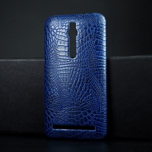 Чехол задняя накладка для Asus Zenfone 2 с текстурой кожи Синий