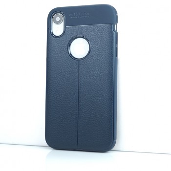 Чехол задняя накладка для Iphone Xr с текстурой кожи Синий