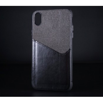 Силиконовый матовый непрозрачный чехол с текстурным покрытием Кожа/Ткань для Iphone Xr Черный
