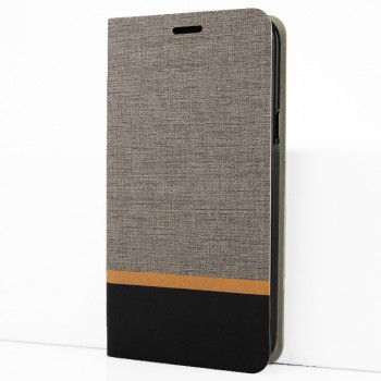 Флип чехол-книжка для Alcatel A7 с текстурой ткани и функцией подставки Серый