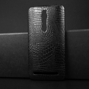 Чехол задняя накладка для Asus Zenfone 2 с текстурой кожи Черный