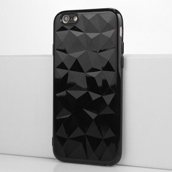 Силиконовый глянцевый полупрозрачный чехол с текстурным покрытием Камень для Iphone 6/6s Черный