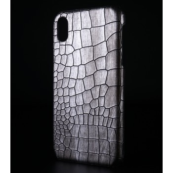 Пластиковый непрозрачный матовый чехол с текстурным покрытием Крокодил для Iphone Xr Белый