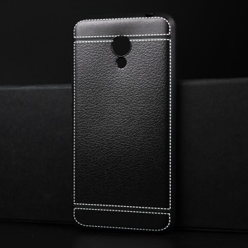 Чехол задняя накладка для Meizu M5c с текстурой кожи Черный